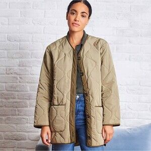 Rails Women's Green Elin Oversize Quilted Jacket Coat Size L Boho Military Flaw